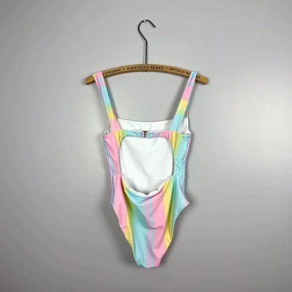 Tularosa Small Karmen One Piece Swimsuit Pastel Rainbow Revolve Festival Beach - Picture 7 of 8